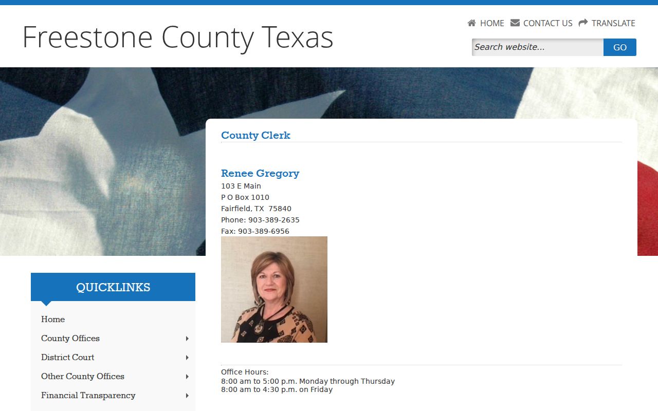 Freestone County criminal case records at the County Clerk misdemeanor counter