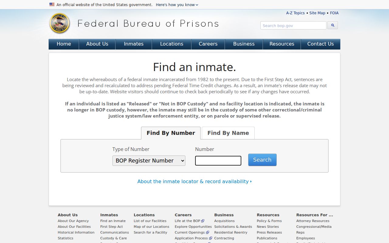 Federal inmate locator used with Freestone County criminal history research