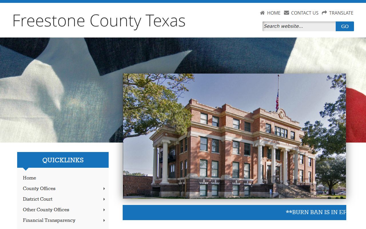 Freestone County criminal history offices on the official county homepage