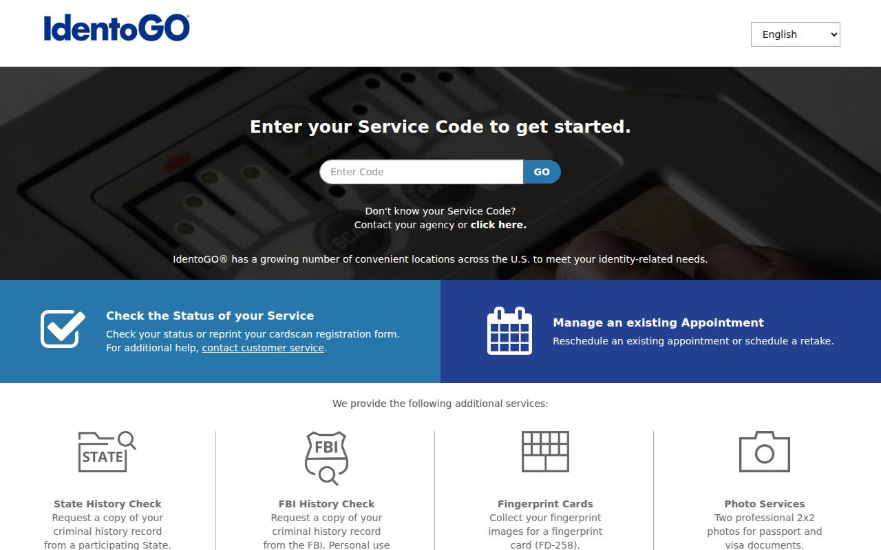 IdentoGO FAST fingerprint enrollment for Freestone County criminal history self-review