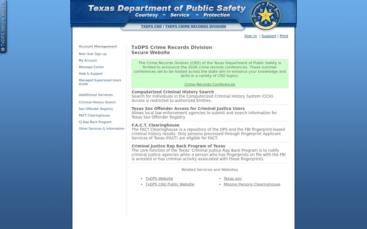 Texas Crime Records Division services for a Freestone County criminal record check